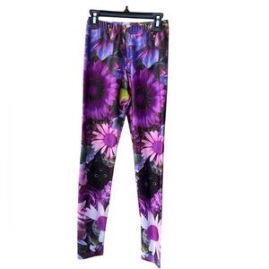 Drop Dead Cat/floral  Multicolor Leggings Women Size S